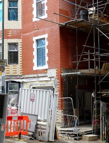 Construction site and scaffolding